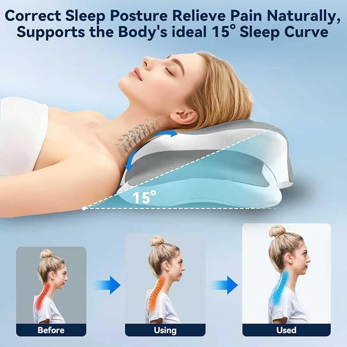 Cervical Pillow for Side Sleepers,Memory Foam Pillows for Neck and Shoulder Pain,Deep Sleep Pillows for Back Pain Sleeper, Dreamers Relief,Slumber,Stomach,Snoring Pillow (Grey, 25"Lx15"Wx5.8"H)