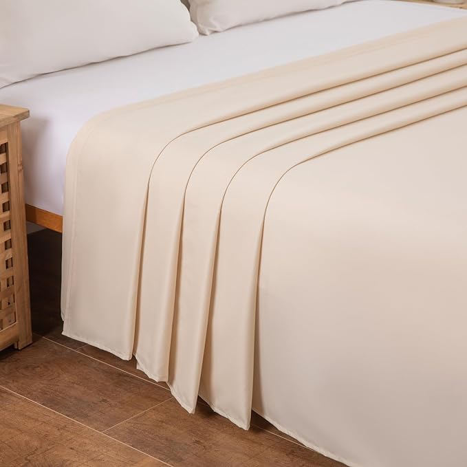 King Flat Sheet Only， 108x102Inch Beige - Image 3