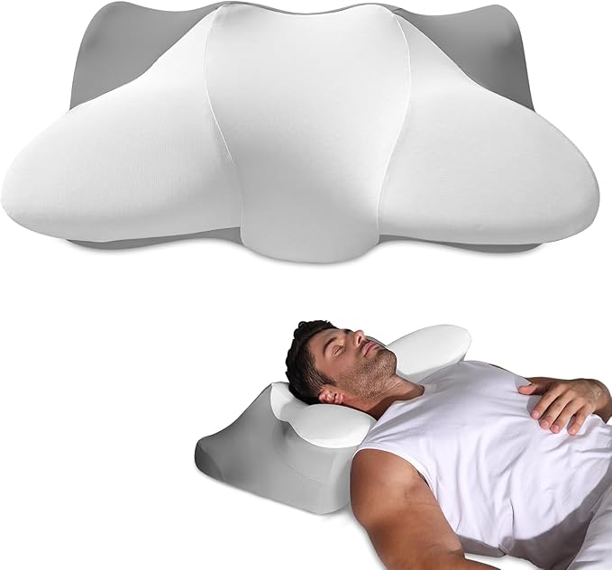 Extra High Loft Cervical Pillow for Side Sleepers, 6.30" Ergonomic Memory Foam Pillow for Broad Shoulders, Dual-Height Design, Washable Cove