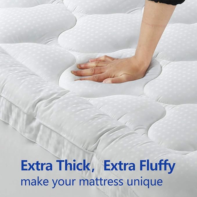 EASELAND King Size Mattress Topper Pillow Top Mattress Cover Quilted Fitted - Image 4