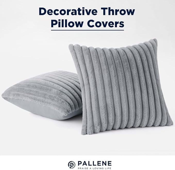 Pallene Faux Fur Plush Throw Pillow Covers 18x18 Set of 2, Luxury Soft Fluffy - Image 9