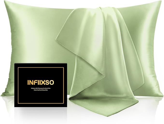INFIIXSO Silk Pillow Cases 2 Pack Standard Size, Ultra Smooth & Soft Mulberry by INFIIXSO