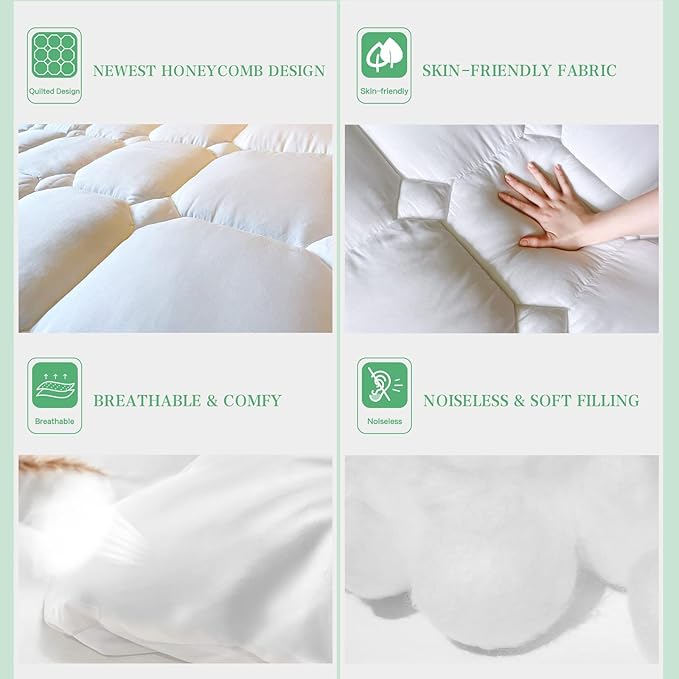 UNILIBRA Twin Size Mattress Pad Cooling Rayon from Bamboo, Quilted Fitted - Image 5