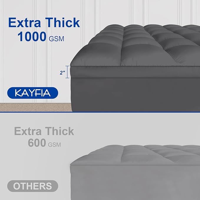 KAYFIA Full Mattress Topper, Extra Thick Mattress Pad Cover - Image 2