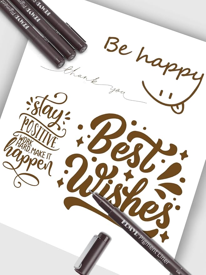 10 Micro Fine liner Drawing Art Pens Calligraphy Pens: 0.05mm-1.0mm Size Art supplies Waterproof Archival brown Ink Markers For Artists,Use for Professional Watercolor,Sketching-DeskoryOffice