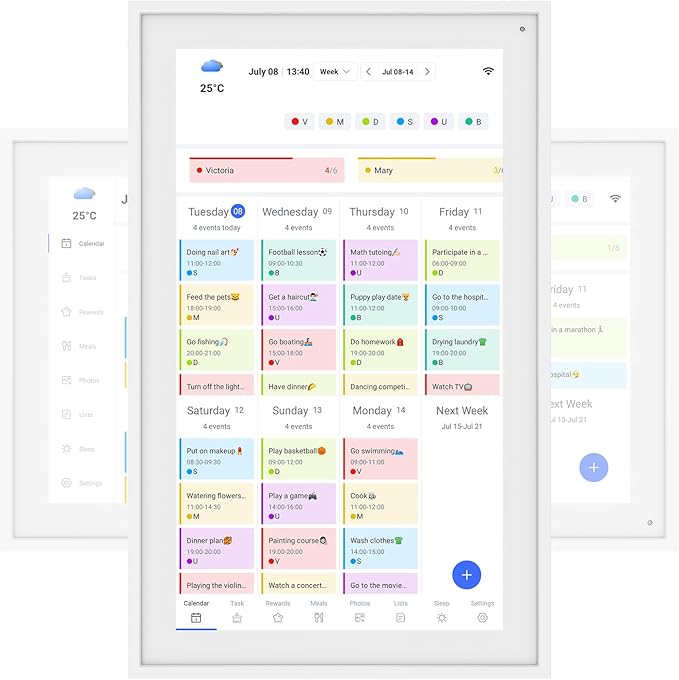 15.6'' Digital Calendar Chore Chart, Wall Touchscreen Smart Electronic Calendar for Interactive Family Schedules, Meal Planner, to Do List, Achievement Rewards Two-Way Sync w/Stand Wall Mount-DeskoryOffice