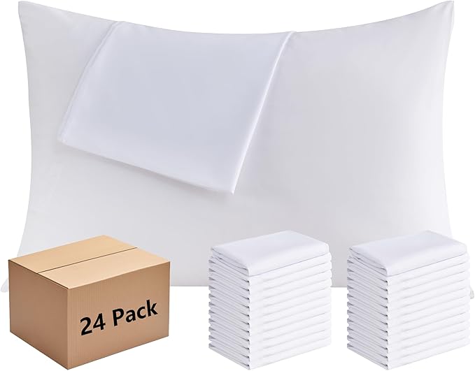 White Pillowcases Standard Size 24 Pack by Culve