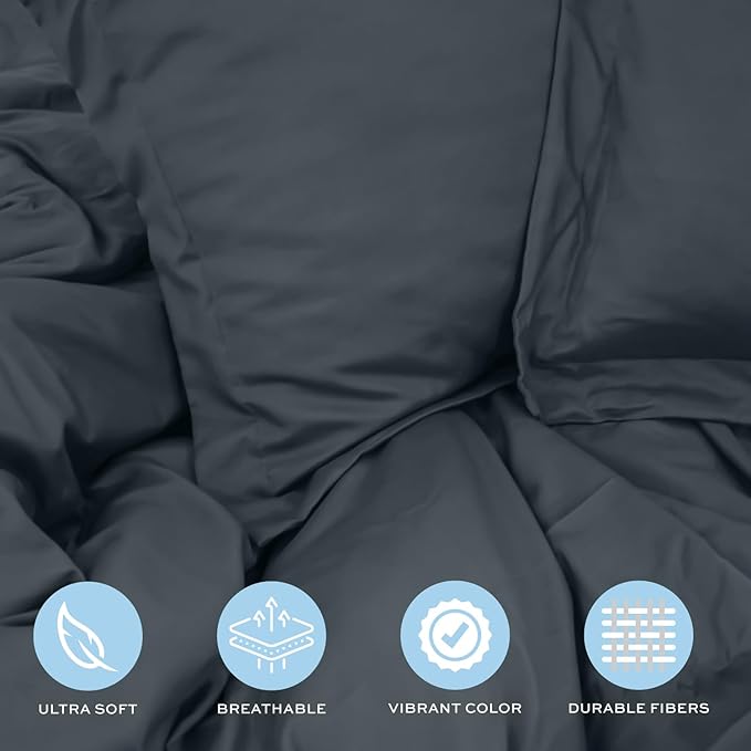 White Classic Grey Duvet Cover King Size, Microfiber Duvet Cover - Image 4