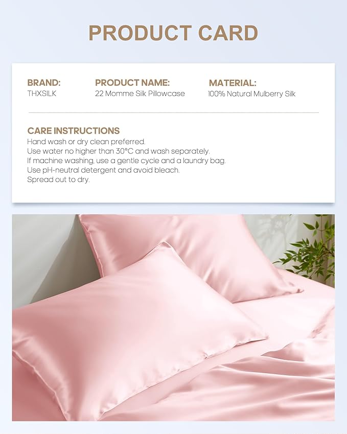 THXSILK Hypoallergenic Zipper Pillow Case, Highest Grade 6A+ 100% Pure Mulberry - Image 8