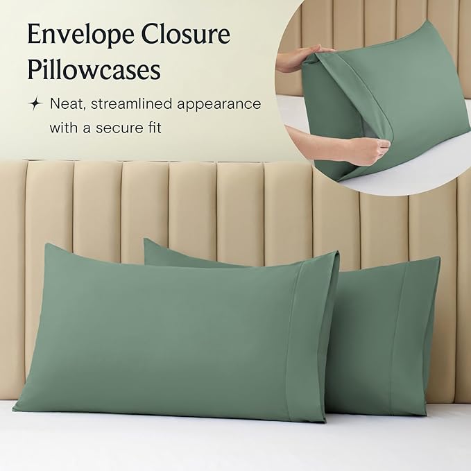LuxClub 5 PC Split King Sheet Set, Breathable Luxury Bed Sheets, Deep Pockets - Image 8