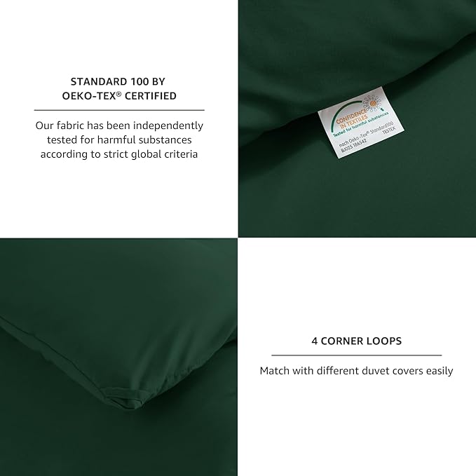 CozyLux King Size Comforter Set Emerald Green, 3 Pieces Solid Comforters King - Image 5
