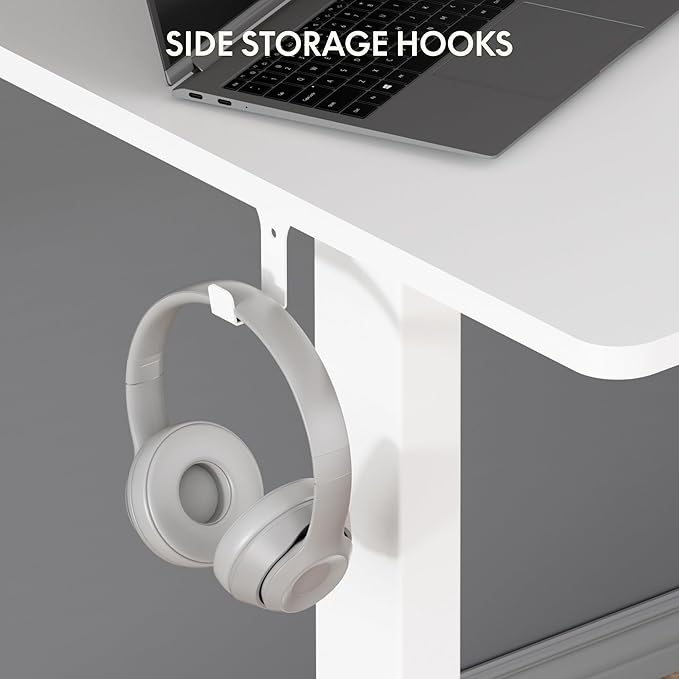 FLEXISPOT Standing Desk Electric Height Adjustable Desk with 40 x 24 Inch Splice Board, Home Office Computer Workstation, White Top + White Frame-DeskoryOffice