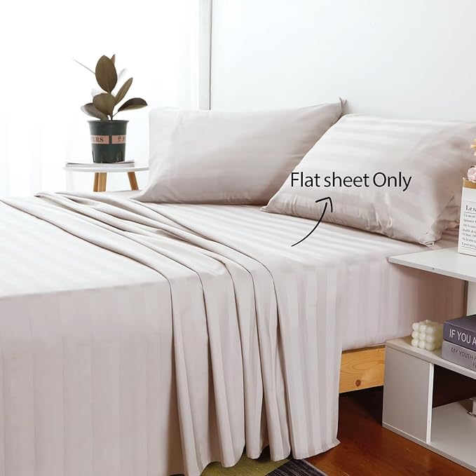 2-Pack Cotton Twin Flat Sheet Only, 600 Thread Count 100% Egyptian Cotton Top - Image 2
