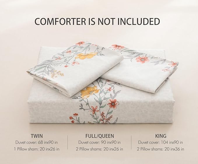 SLEEPBELLA Duvet Cover Set, 600 Thread Count Cotton Red & Yellow Floral Pattern - Image 7