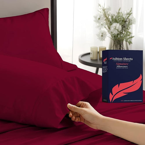 100% Egyptian Cotton Pillow Cases Standard/Queen Size Set of 2 by AshtonSheets