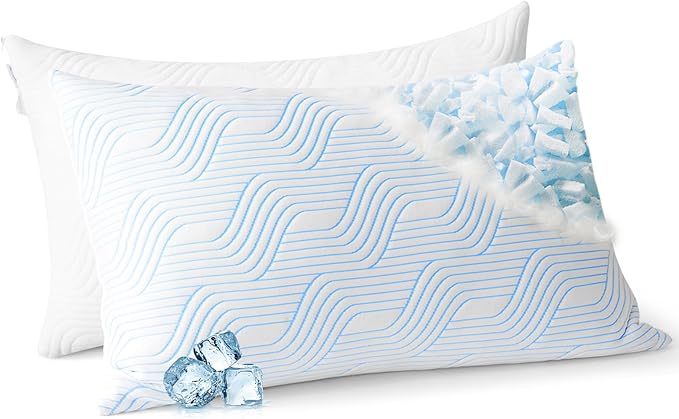 Cooling Bed Pillows for Sleeping 2 Pack Shredded Memory Foam Pillows King Size by Unknown