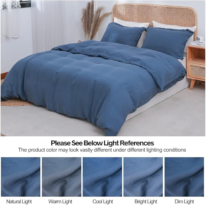 Simple&Opulence 100% Linen Duvet Cover Set 2pcs Basic Style Natural French - Image 6