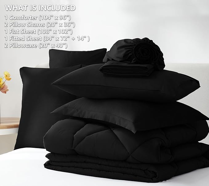CozyLux California King Comforter Set Black - Image 6