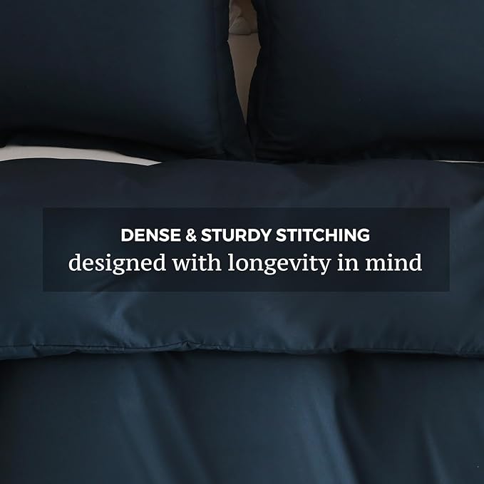 JSD Navy Blue Duvet Cover Set Full Size, 3 Piece Duvet Cover - Image 5