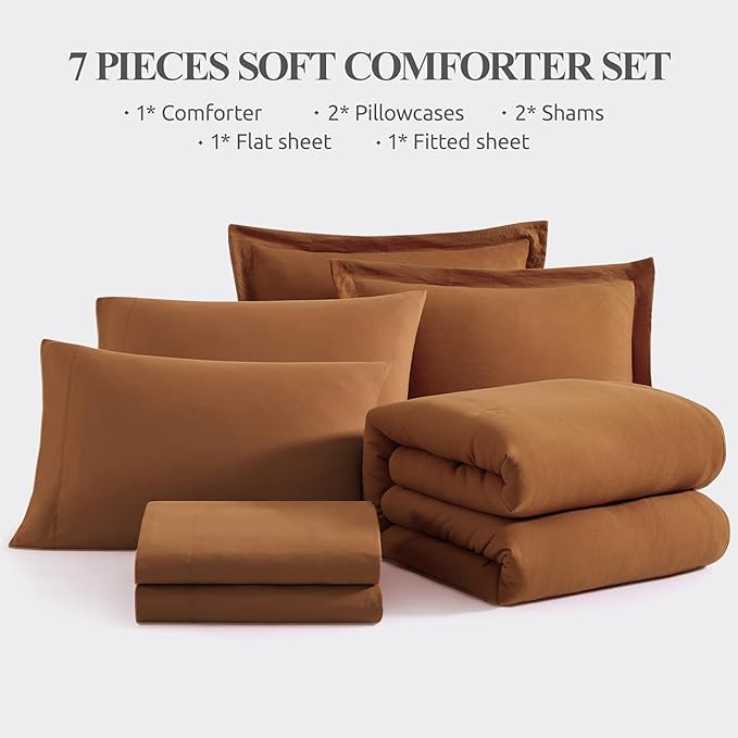 WRENSONGE Super King Comforter Set- 7 Pieces Terracotta Bed in a Bag Super King - Image 8