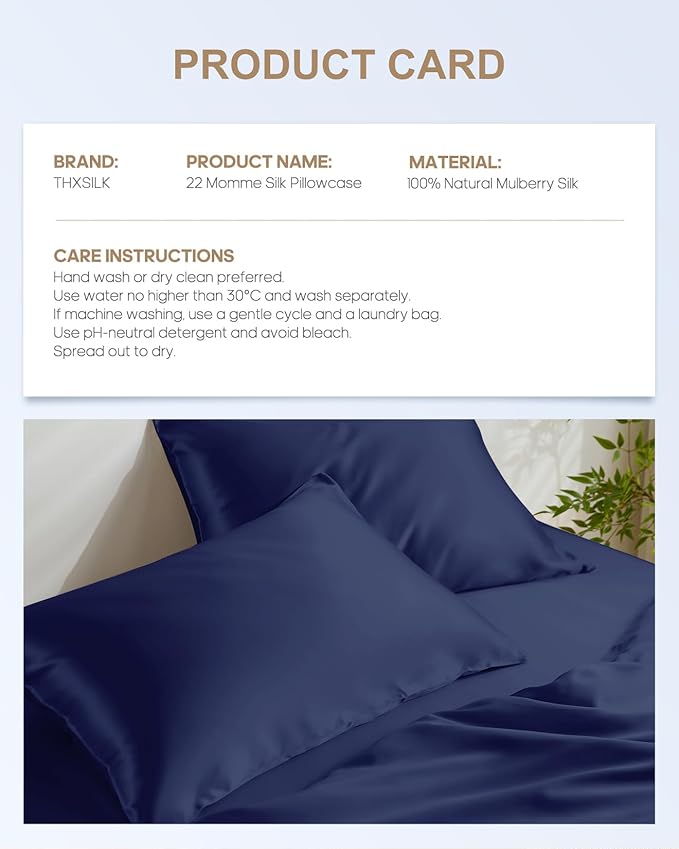 THXSILK Set of 2 100% Mulberry Silk Pillowcase - Image 8