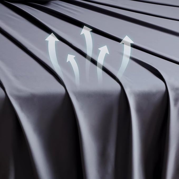 Bamboo Viscose Flat Sheets Only, 400 Thread Count Sateen Weave Cal King Size - Image 7