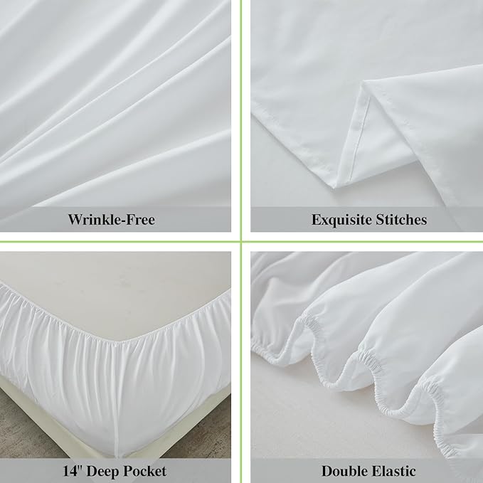 ILAVANDE King Size Sheets Set, Hotel Luxury Super Soft Microfiber Bed Sheets - Image 4