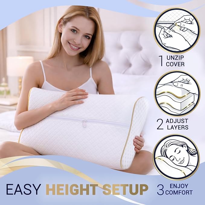 Cervical Memory Foam Pillow – 4-Layer Adjustable King Size Contour Design - Image 5