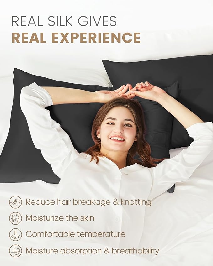 THXSILK Set of 2 Pure Mulberry Silk Pillowcases - Image 3