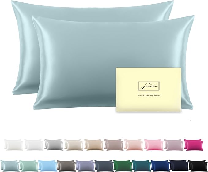 Silk Pillow Cases 2 Pack, Soft Breathable and Sliky Queen Size Pillow Cases Set by Suatien