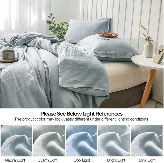 Simple&Opulence 100% Linen Duvet Cover Set 2pcs Basic Style Natural French - Image 6