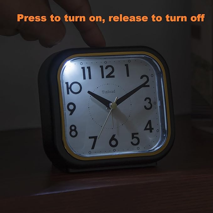 Tinload 4.3" Vintage Retro Analog Alarm Clock, Super Silent Non Ticking Clock - Image 5