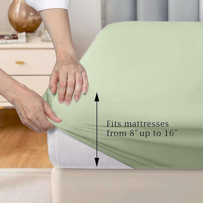 FreshCulture Pure Cotton Fitted Sheets Twin Size, 300 Thread Count Percale - Image 3