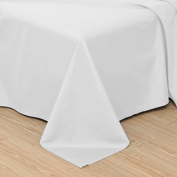 Toodou White Queen Bed Top Sheet is Made of Soft Wrinkle Resistant Microfiber - Image 2