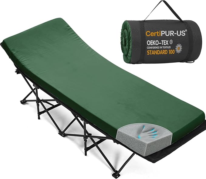 CYMULA Camping Cot Mattress 2in Memory Foam Sleeping Pad, Soft Warm Non-Slip by CYMULA