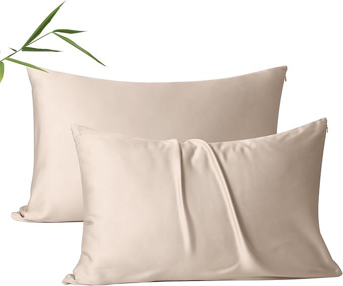 2 Pack Cooling Pillow Cases, Viscose Derived from Bamboo Pillow Protectors by ShunjieHome