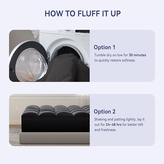 ELEMUSE Full XL Black Mattress Topper - Image 6