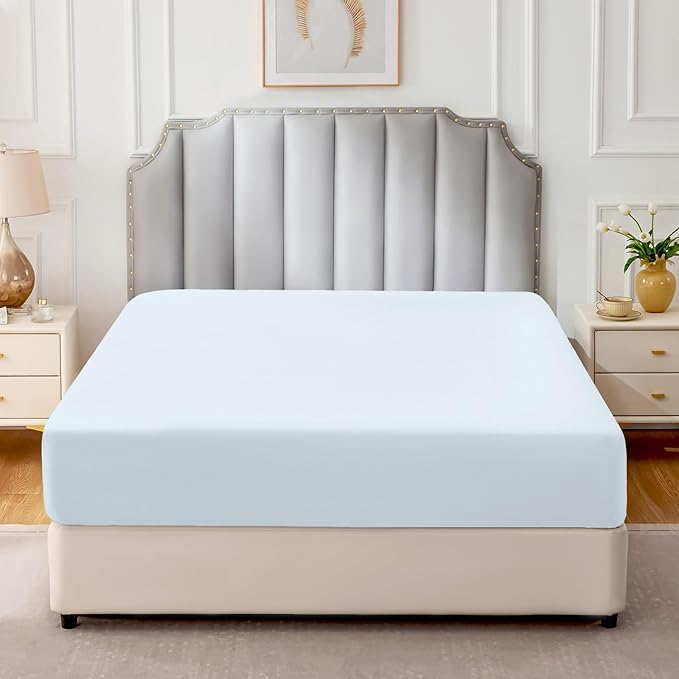 FreshCulture Pure Cotton Fitted Sheets California King Size, 300 Thread Count - Image 2