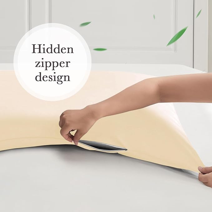 Curved Pillow Case King Size, Side Sleeper Pillow Cases Cover Cooling Rayon - Image 6