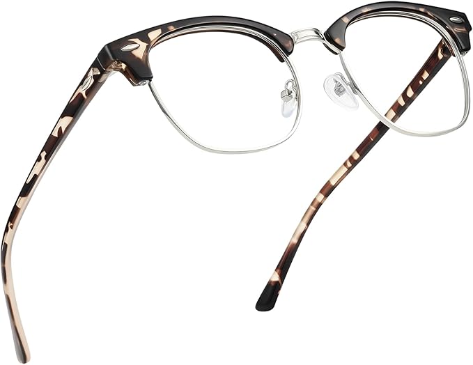 Blue Light Blocking Glasses Vintage Half Frame UV Clear Lens Anti Eyestrain by AOMASTE