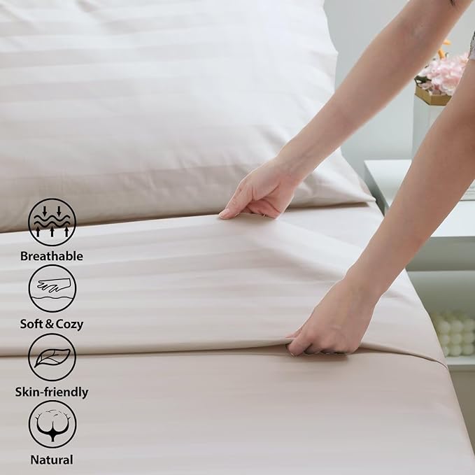 2-Pack Cotton Twin Flat Sheet Only, 600 Thread Count 100% Egyptian Cotton Top - Image 3