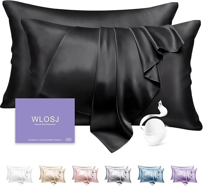 100% Silk Pillow Cases 2 Pack Standard Size Mulberry Silk Pillowcase Set of 2 by WLOSJ