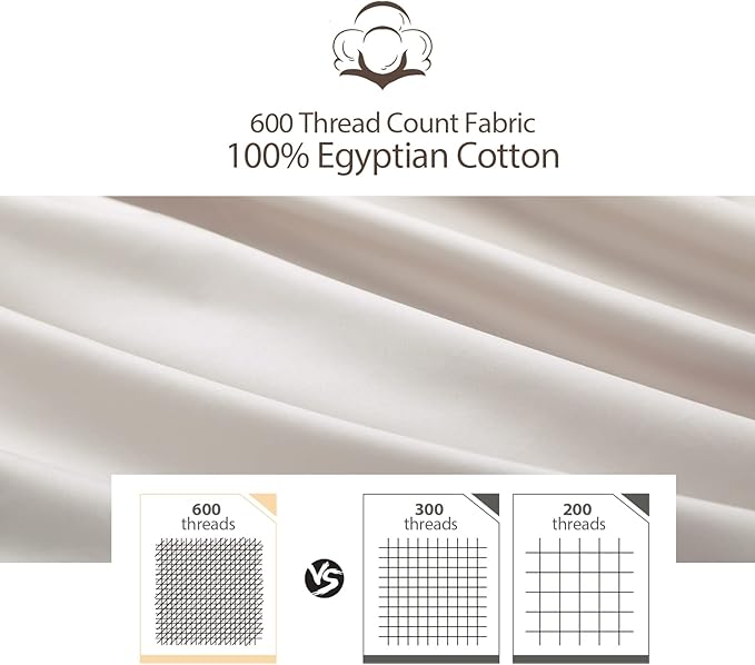 100% Egyptian Cotton Fitted Sheet, 600 Thread Count, 8-16" Deep Pocket Sheet - Image 5