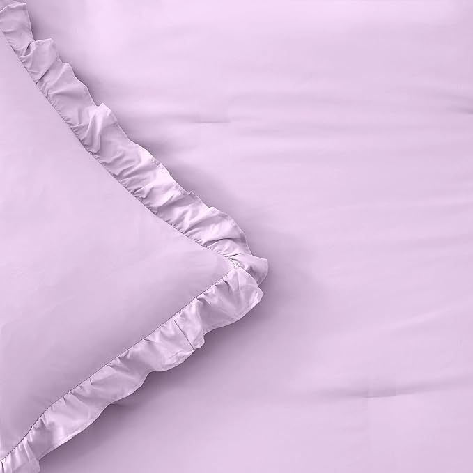 FUANNA Full Size Comforter Sets Lavender, 3 Pieces Ruffle Full Size Bedding Sets - Image 8