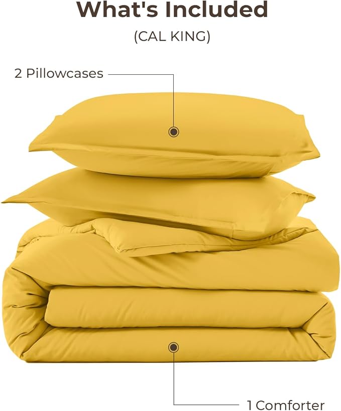 Litanika Mustard Yellow Comforter Set California King Size, 3 Pieces Cal King - Image 7