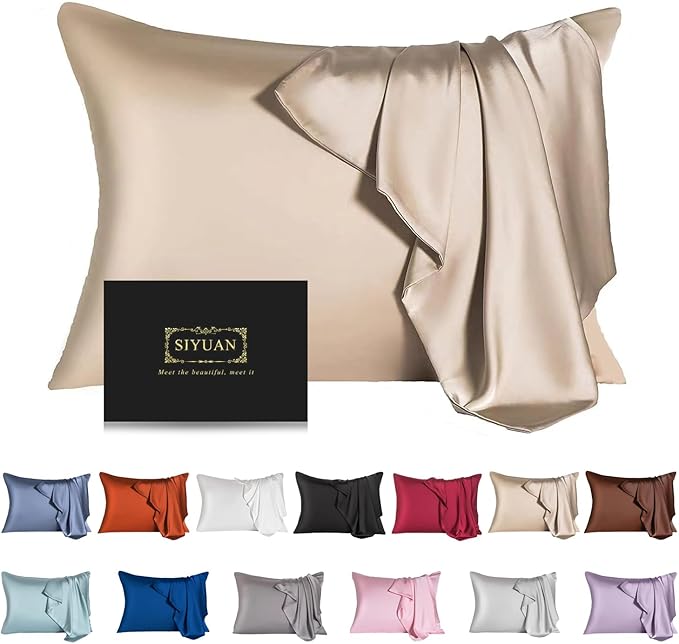 Mulberry Silk Pillowcase for Hair and Skin, Standard Size Cooling Silk Pillow by SIYUAN