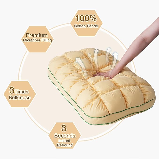 YOUR MOON Fluffy Support Bed Pillow Standard Size, Luxury Hotel Quality Bed - Image 3