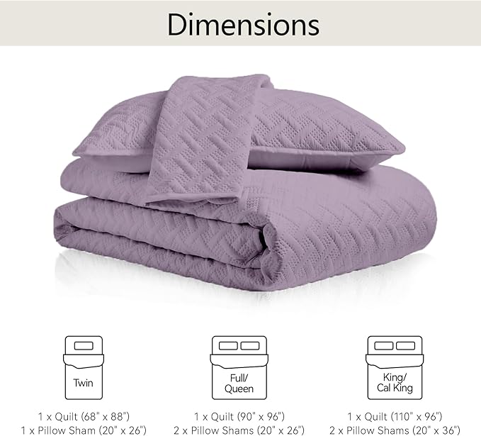 FLYMME Quilts King Size, Lightweight Grayish Purple Bedspreads, Basket Weave - Image 7