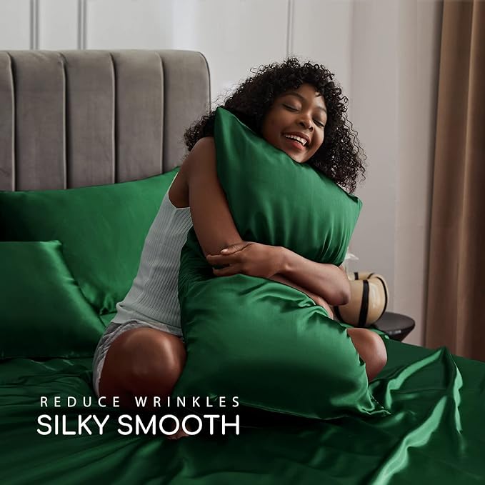 MR&HM Satin Bed Sheets, Full Size Sheets Set - Image 3