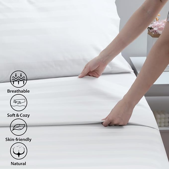 2-Pack Cotton Cal King Flat Sheet Only, 600 Thread Count 100% Egyptian Cotton - Image 3